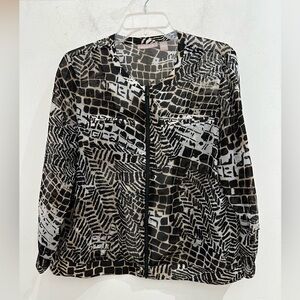 Chico’s Animal Print Sheer Zipper Top